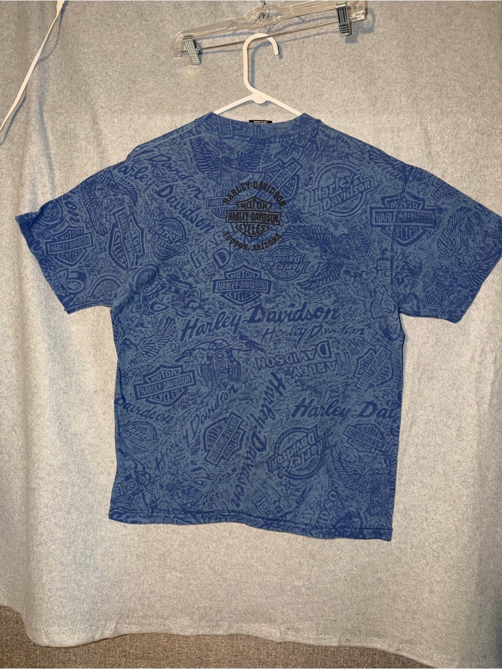 Harley-Davidson Blue Allover Logo Short Sleeve Tee - Picture 8 of 8
